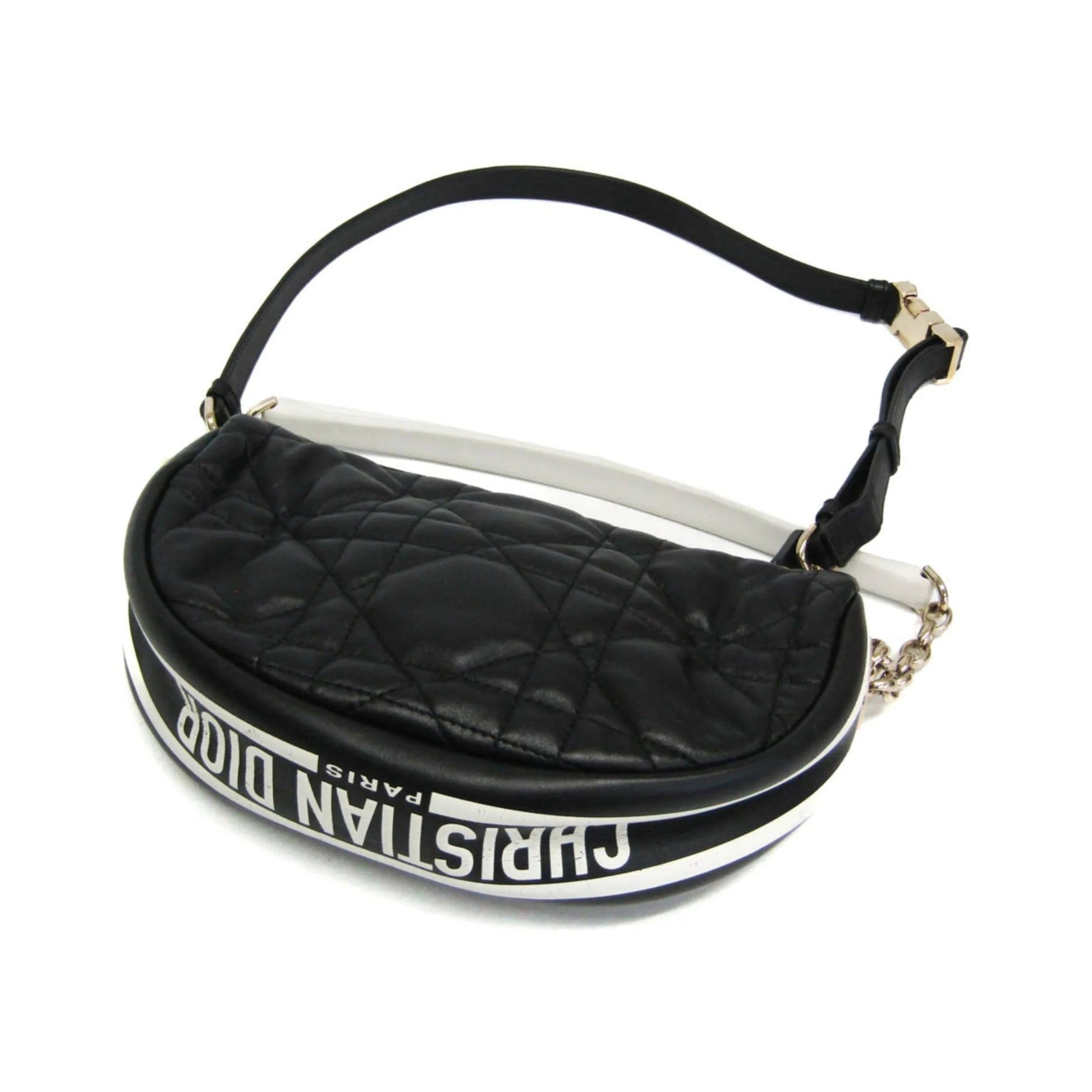 Christian Dior Vibe Hobo Cannage Quilt Lambskin, Black, Leather, Handbag