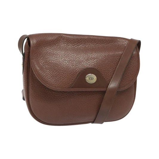 Christian Dior Vintage CD Flap Leather, Brown, Leather, Shoulder Bag
