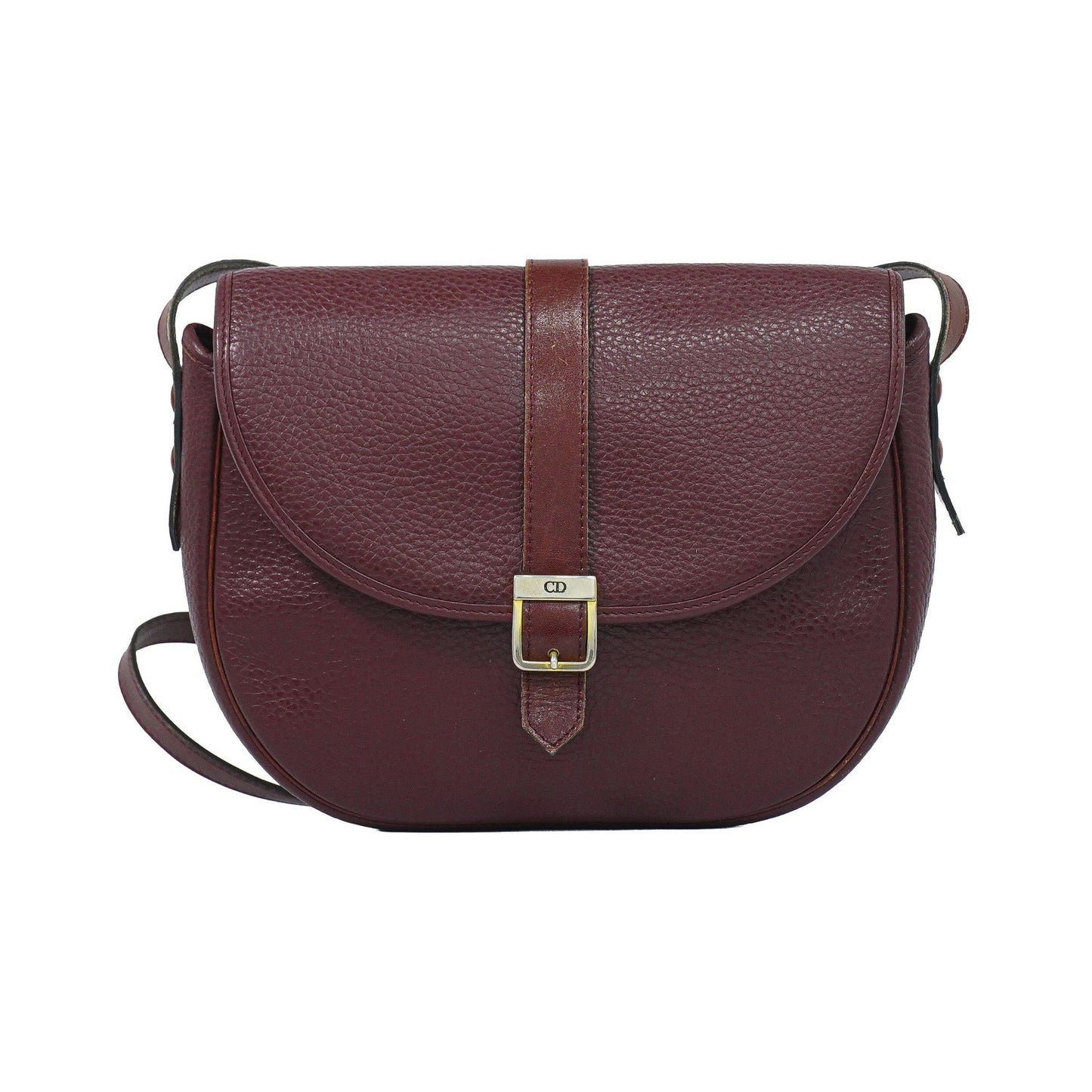 Christian Dior Vintage CD Flap Leather, Burgundy, Leather, Shoulder Bag
