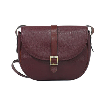 Christian Dior Vintage CD Flap Leather, Burgundy, Leather, Shoulder Bag