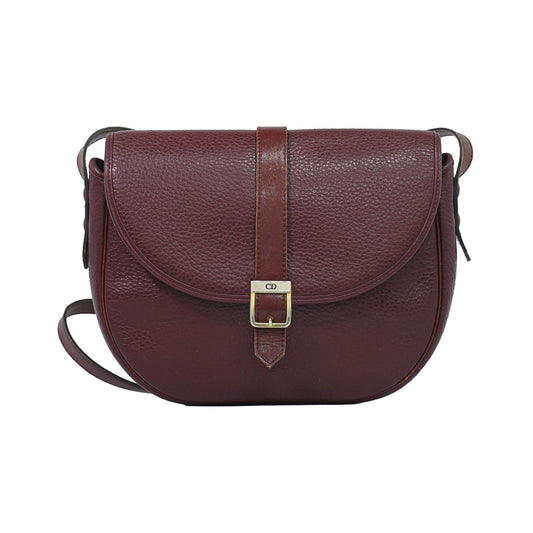Christian Dior Vintage CD Flap Leather, Burgundy, Leather, Shoulder Bag
