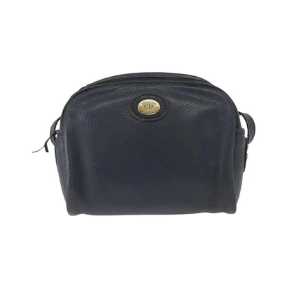 Christian Dior Vintage CD Logo Leather, Navy, Leather, Shoulder Bag