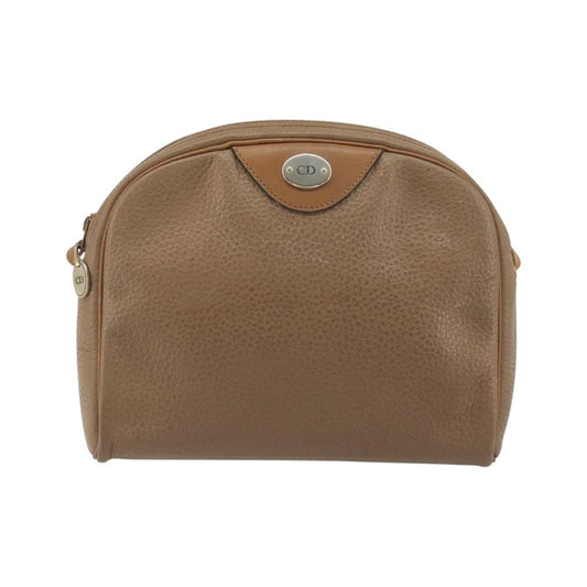Christian Dior Vintage CD Logo Leather, Beige, Leather, Shoulder Bag