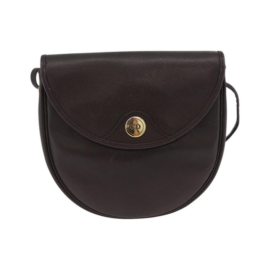 Christian Dior Vintage CD Logo Leather, Brown, Leather, Shoulder Bag