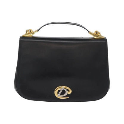 Christian Dior Vintage CD Logo Leather, Black, Leather, Shoulder Bag