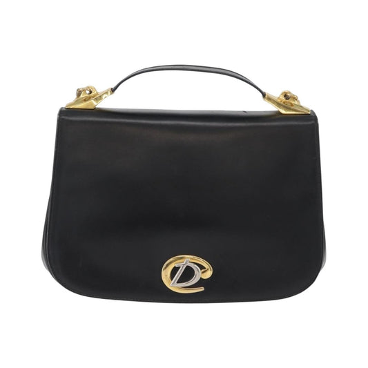 Christian Dior Vintage CD Logo Leather, Black, Leather, Shoulder Bag