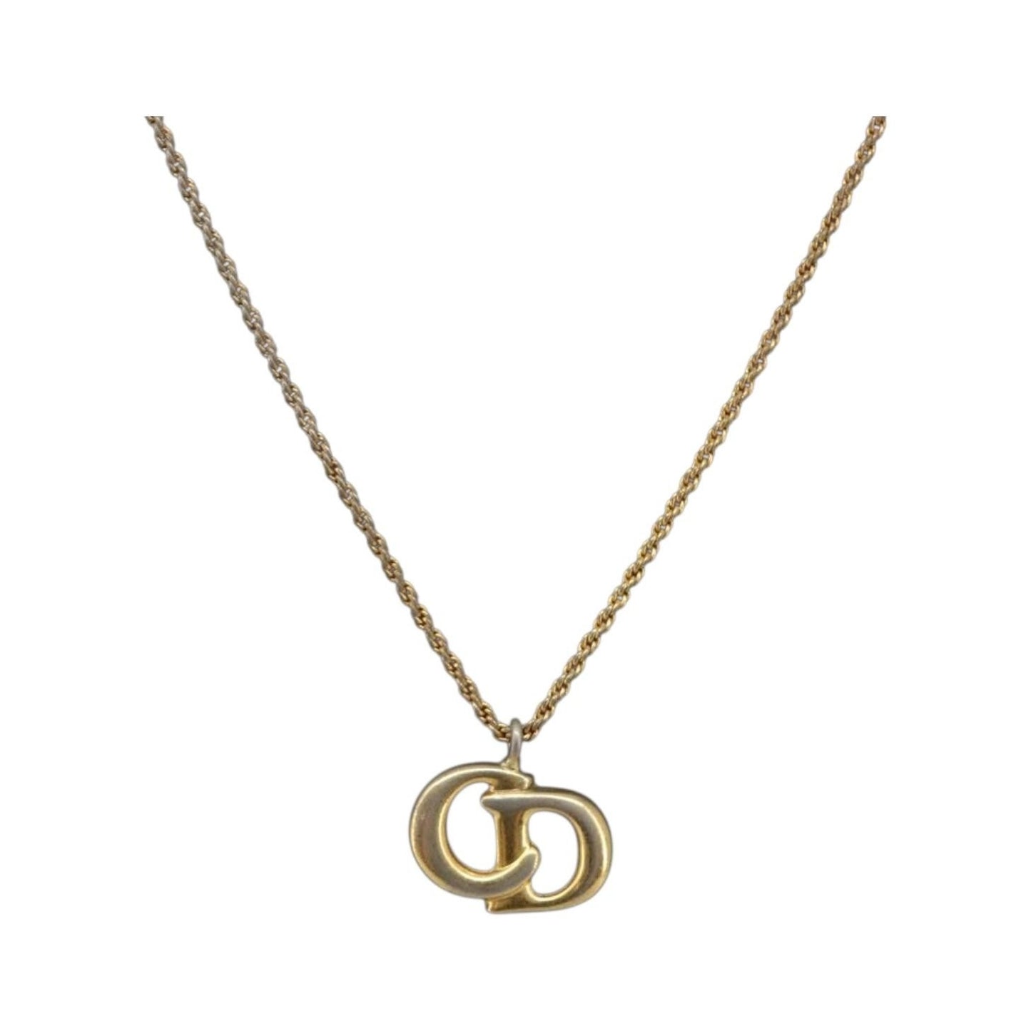 Christian Dior Vintage CD Pendant Metal, Gold, Metal, Necklace