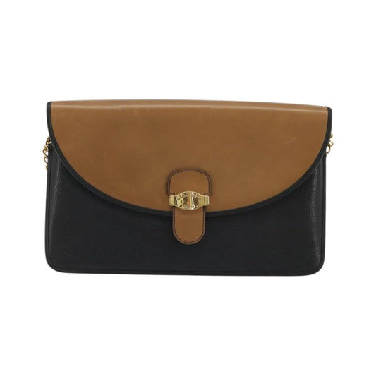 Christian Dior Vintage Chain Flap Leather, Black, Leather, Shoulder Bag