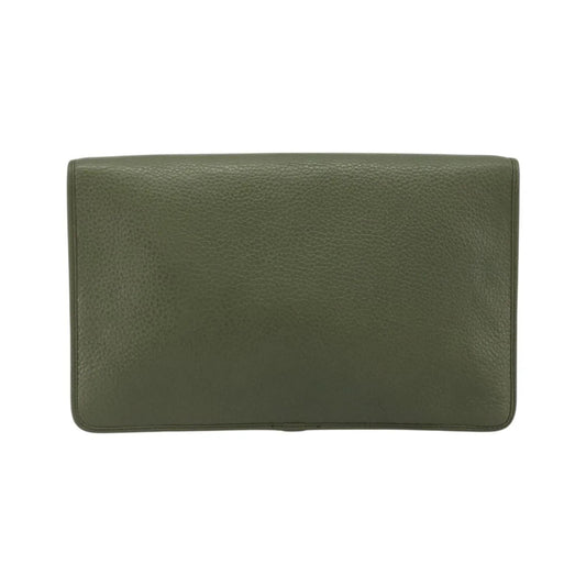Christian Dior Vintage Chain Flap Leather, Green, Leather, Shoulder Bag