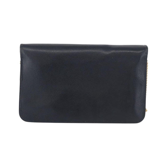 Christian Dior Vintage Chain Flap Leather, Navy, Leather, Shoulder Bag
