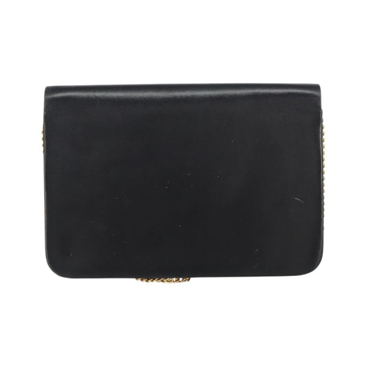 Christian Dior Vintage Chain Flap Leather, Black, Leather, Shoulder Bag