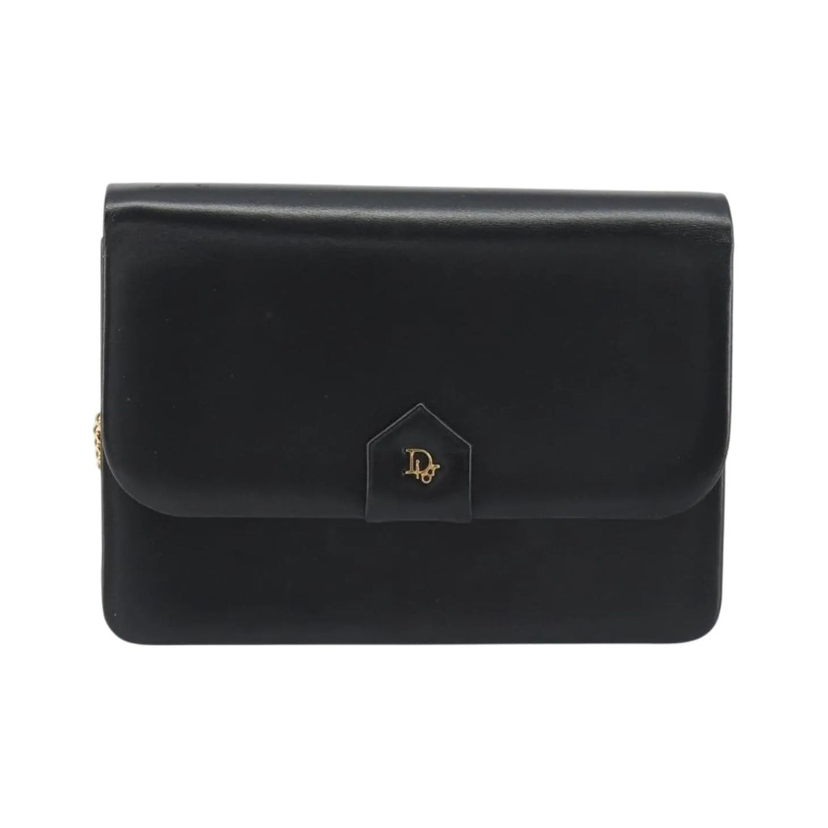 Christian Dior Vintage Clipper closure clutch with logo leather, Black, Leather, Crossbody Bag