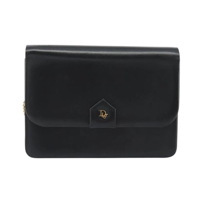 Christian Dior Vintage Clipper closure clutch with logo leather, Black, Leather, Crossbody Bag