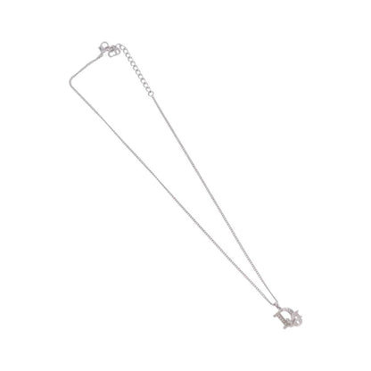 Christian Dior Vintage Dior Logo Metal and Crystal, Silver, Metal, Necklace