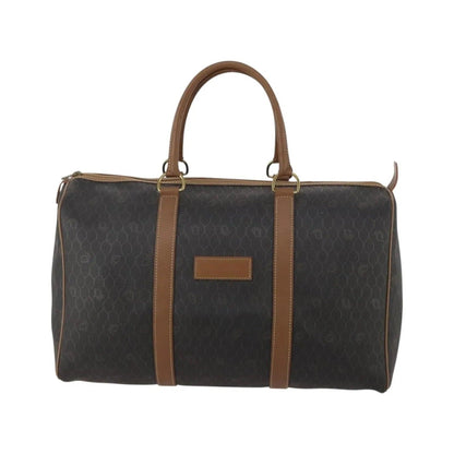 Christian Dior Vintage Honeycomb Boston Canvas and Leather, Black, Canvas, Travel Bag