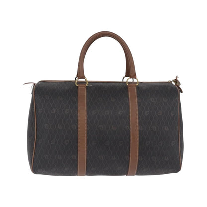 Christian Dior Vintage Honeycomb Boston Canvas and Leather, Black, Canvas, Travel Bag