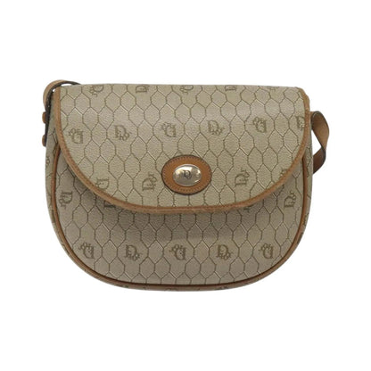 Christian Dior Vintage Honeycomb Canvas, Beige, Canvas, Shoulder Bag