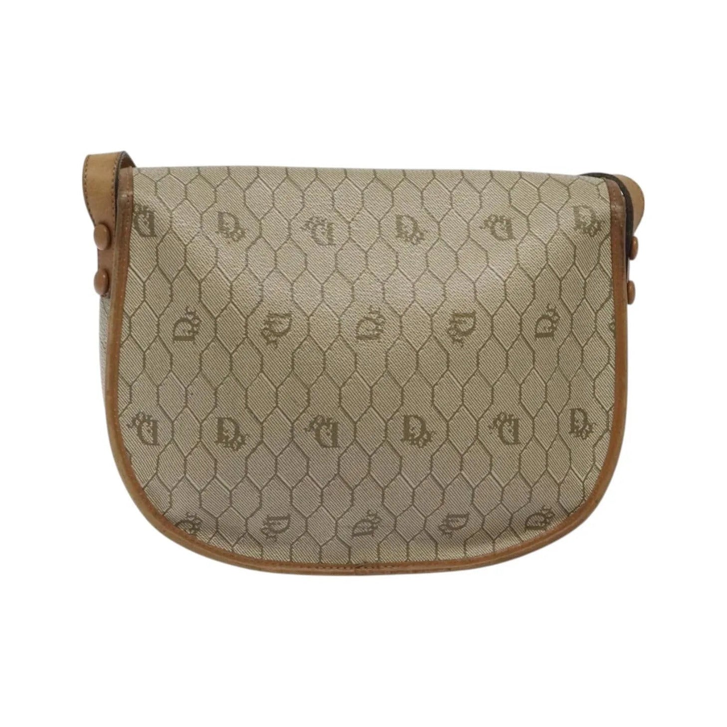 Christian Dior Vintage Honeycomb Canvas, Beige, Canvas, Shoulder Bag