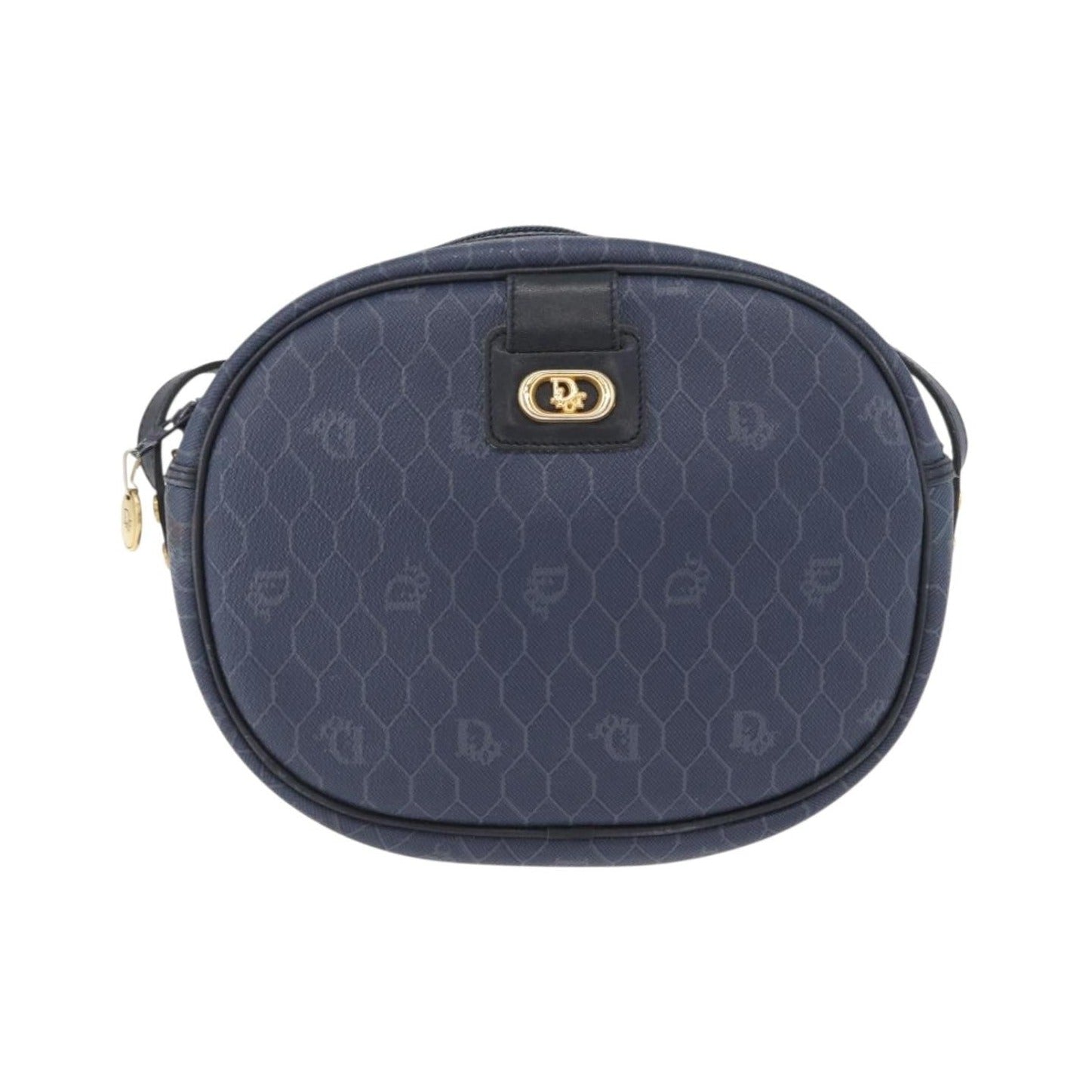 Christian Dior Vintage Honeycomb Canvas, Navy, Canvas, Shoulder Bag