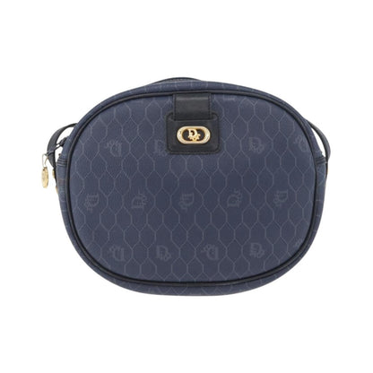 Christian Dior Vintage Honeycomb Canvas, Navy, Canvas, Shoulder Bag