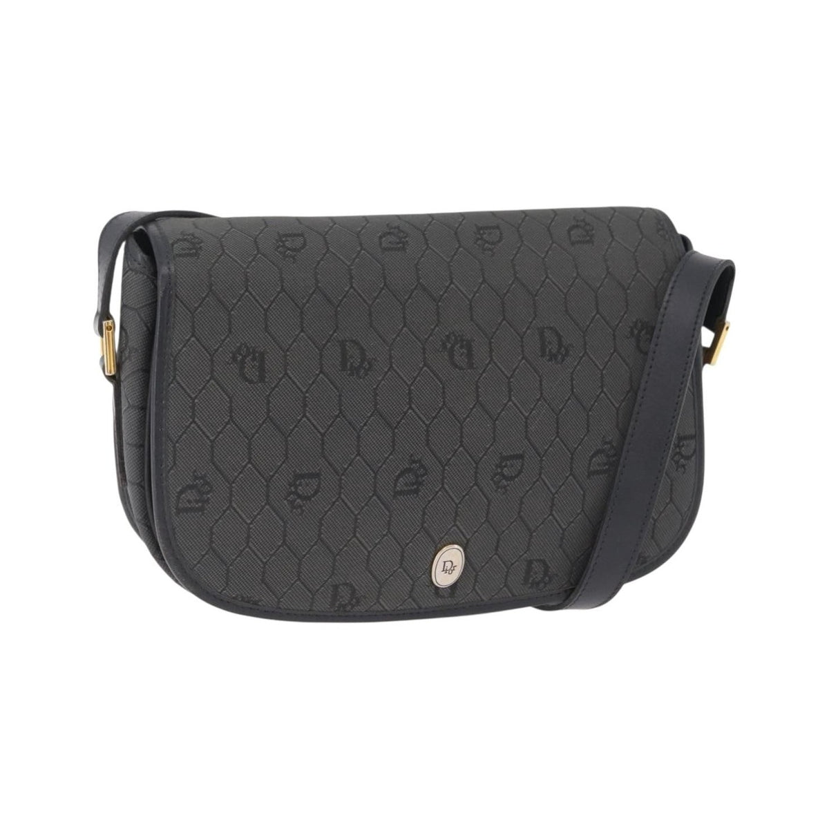 Christian Dior Vintage Honeycomb Canvas, Black, Canvas, Shoulder Bag