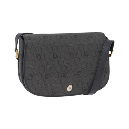 Christian Dior Vintage Honeycomb Canvas, Black, Canvas, Shoulder Bag