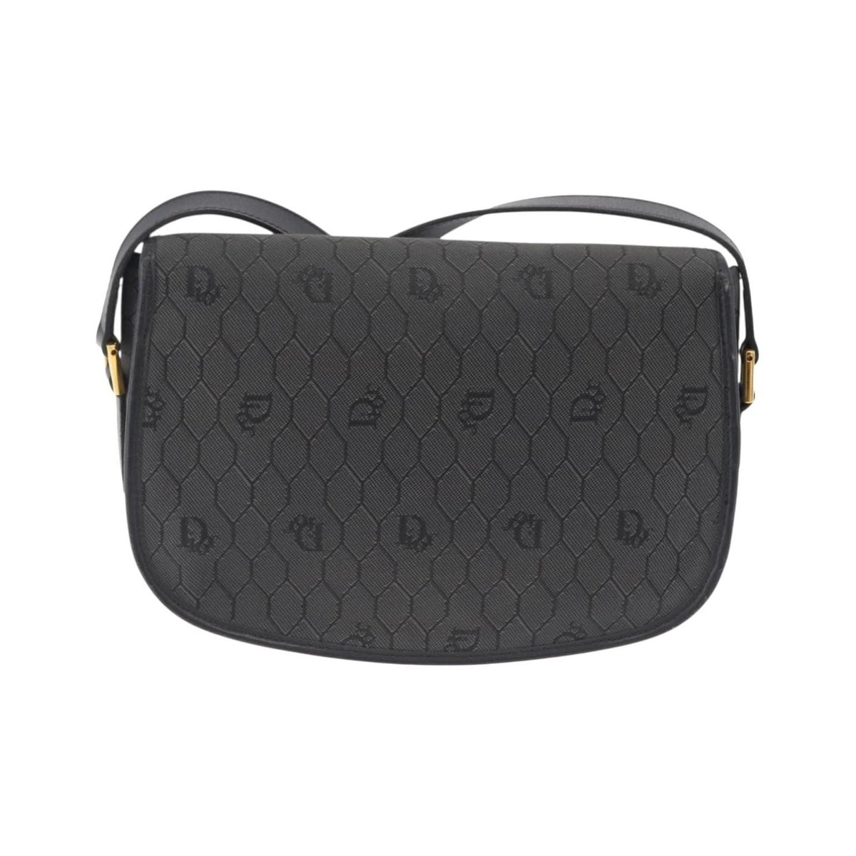 Christian Dior Vintage Honeycomb Canvas, Black, Canvas, Shoulder Bag