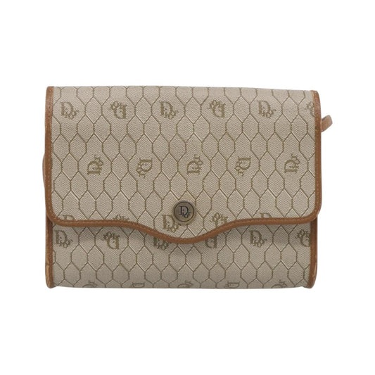 Christian Dior Vintage Honeycomb Canvas, Beige, Canvas, Shoulder Bag