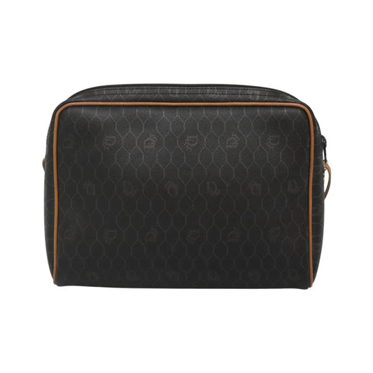 Christian Dior Vintage Honeycomb Canvas and Leather, Black, Canvas, Shoulder Bag