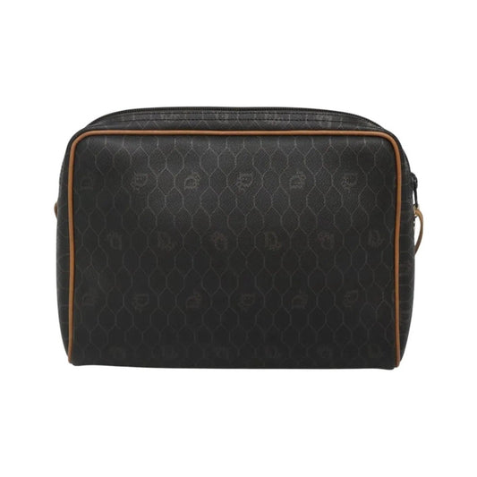 Christian Dior Vintage Honeycomb Canvas and Leather, Black, Canvas, Shoulder Bag