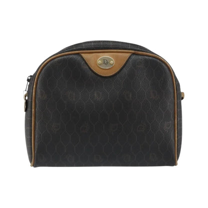 Christian Dior Vintage Honeycomb Canvas and Leather, Black, Canvas, Shoulder Bag