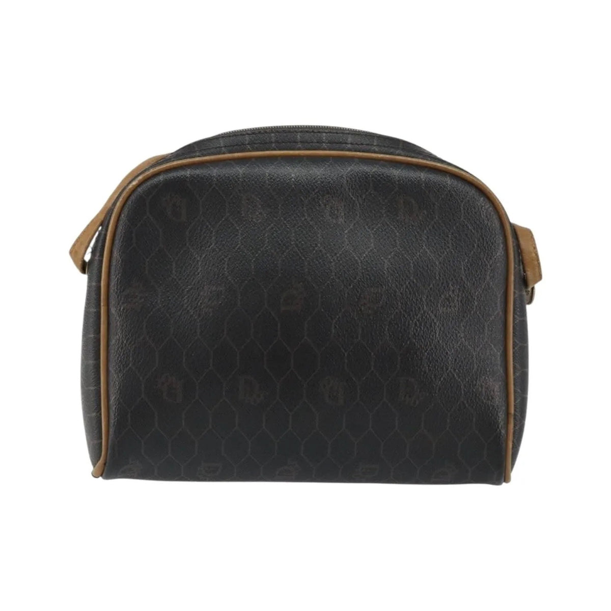 Christian Dior Vintage Honeycomb Canvas and Leather, Black, Canvas, Shoulder Bag