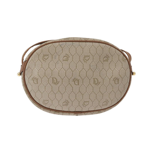 Christian Dior Vintage Honeycomb Canvas and Leather, Beige, Canvas, Shoulder Bag