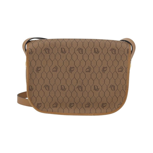 Christian Dior Vintage Honeycomb Canvas and Leather, Beige, Canvas, Shoulder Bag