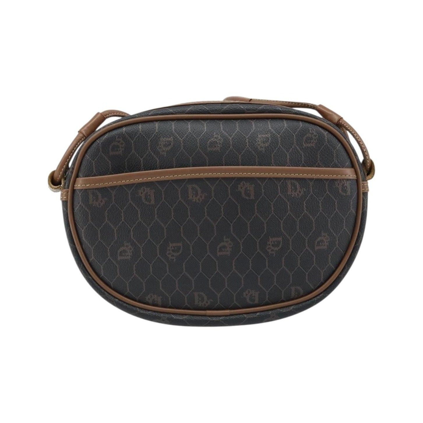 Christian Dior Vintage Honeycomb Canvas and Leather, Black, Canvas, Shoulder Bag