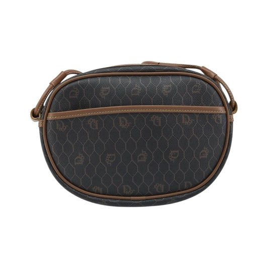 Christian Dior Vintage Honeycomb Canvas and Leather, Black, Canvas, Shoulder Bag