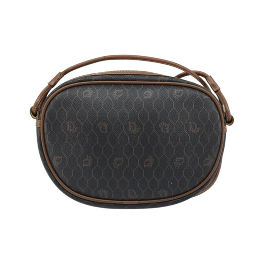 Christian Dior Vintage Honeycomb Canvas and Leather, Black, Canvas, Shoulder Bag