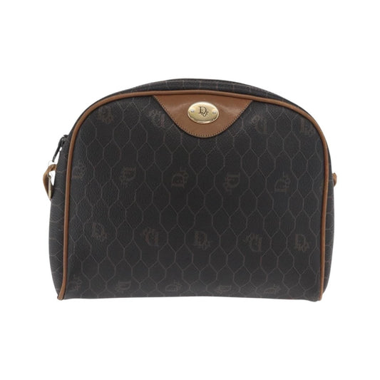 Christian Dior Vintage Honeycomb Canvas and Leather, Black, Canvas, Shoulder Bag