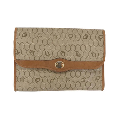 Christian Dior Vintage Honeycomb chain Canvas, Beige, Canvas, Shoulder Bag