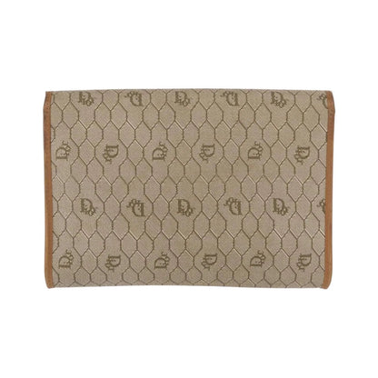 Christian Dior Vintage Honeycomb chain Canvas, Beige, Canvas, Shoulder Bag