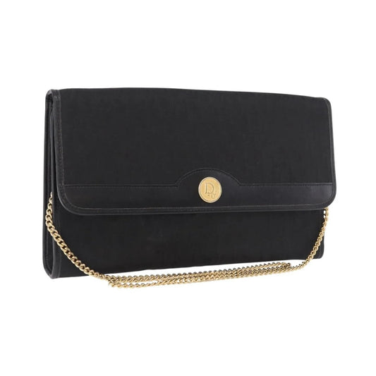 Christian Dior Vintage Honeycomb chain Canvas, Black, Canvas, Shoulder Bag