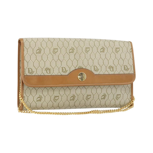Christian Dior Vintage Honeycomb chain Canvas, Beige, Canvas, Shoulder Bag