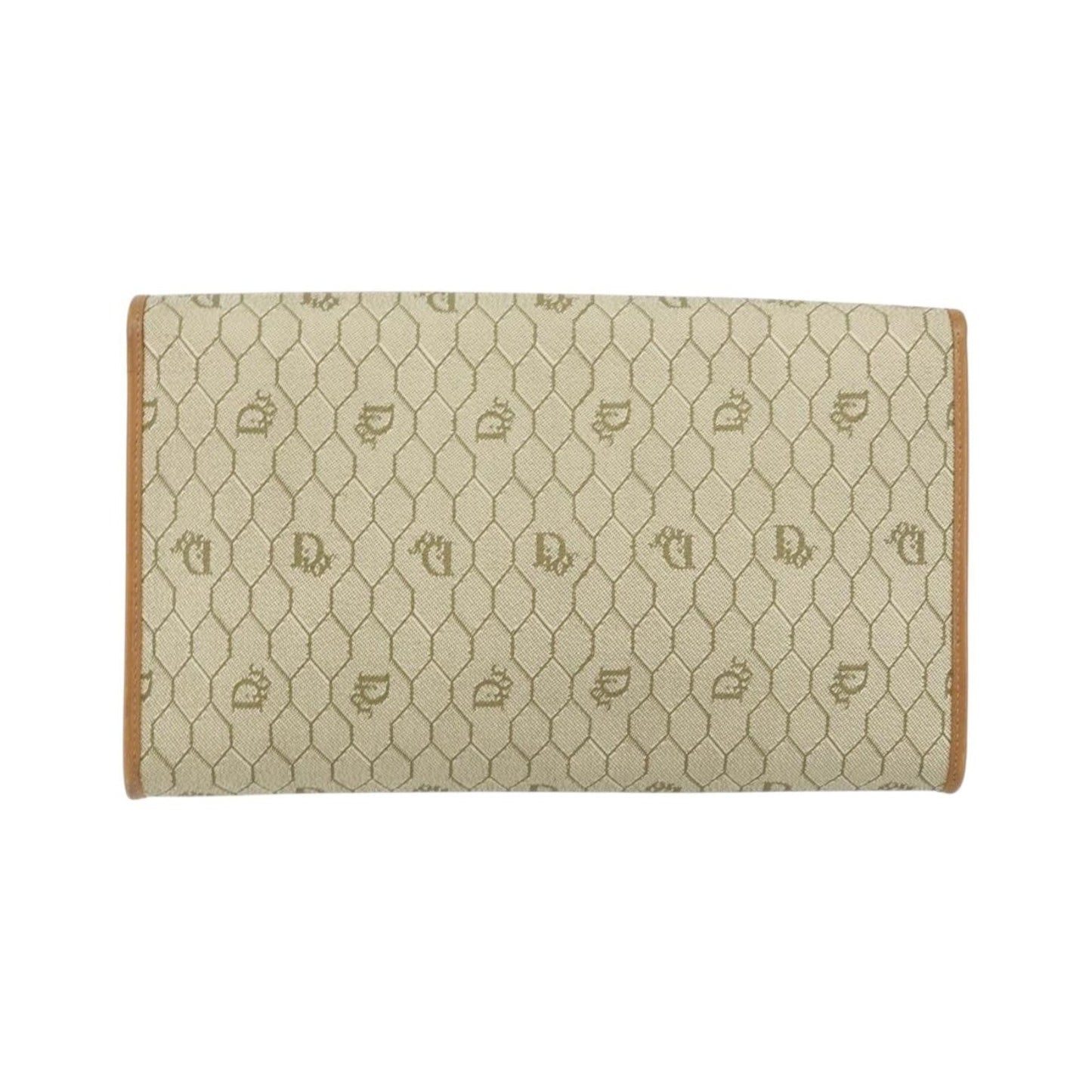 Christian Dior Vintage Honeycomb chain Canvas, Beige, Canvas, Shoulder Bag