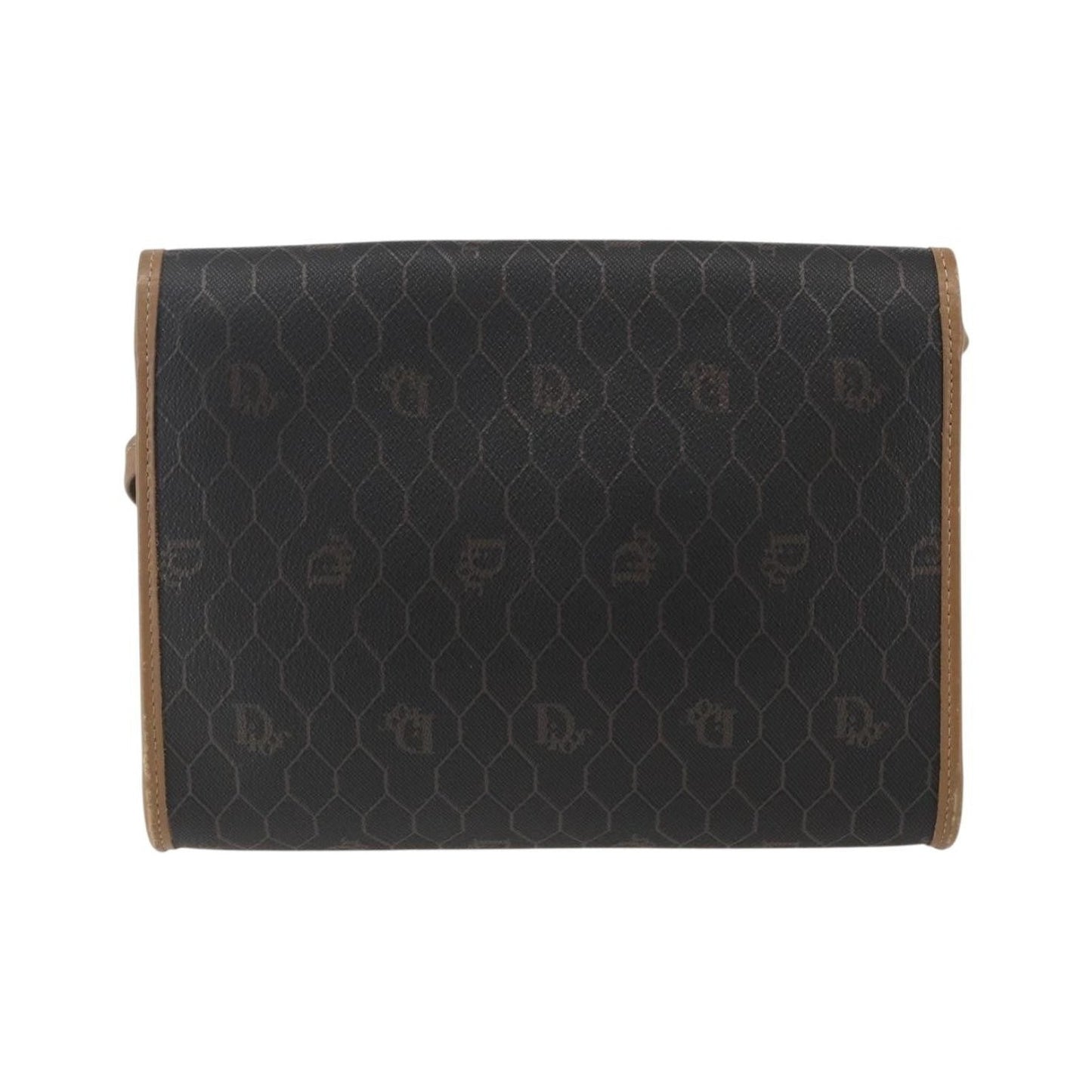 Christian Dior Vintage Honeycomb Flap Canvas and Leather, Black, Canvas, Shoulder Bag