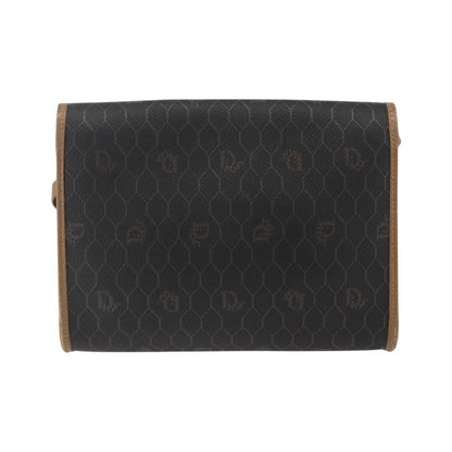 Christian Dior Vintage Honeycomb Flap Canvas and Leather, Black, Canvas, Shoulder Bag