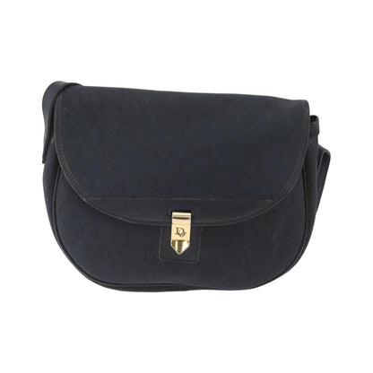 Christian Dior Vintage Honeycomb Flap Canvas and Leather, Black, Canvas, Shoulder Bag