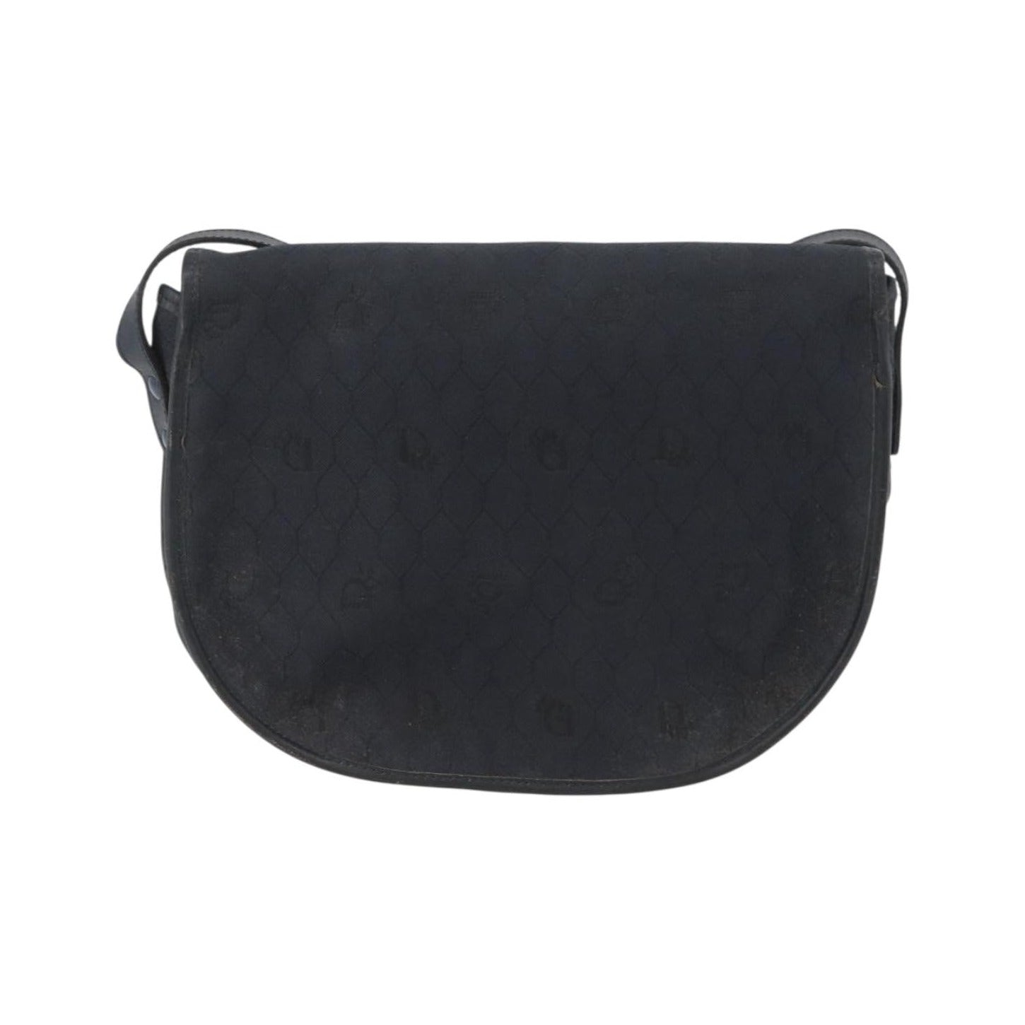 Christian Dior Vintage Honeycomb Flap Canvas and Leather, Black, Canvas, Shoulder Bag