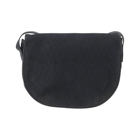 Christian Dior Vintage Honeycomb Flap Canvas and Leather, Black, Canvas, Shoulder Bag