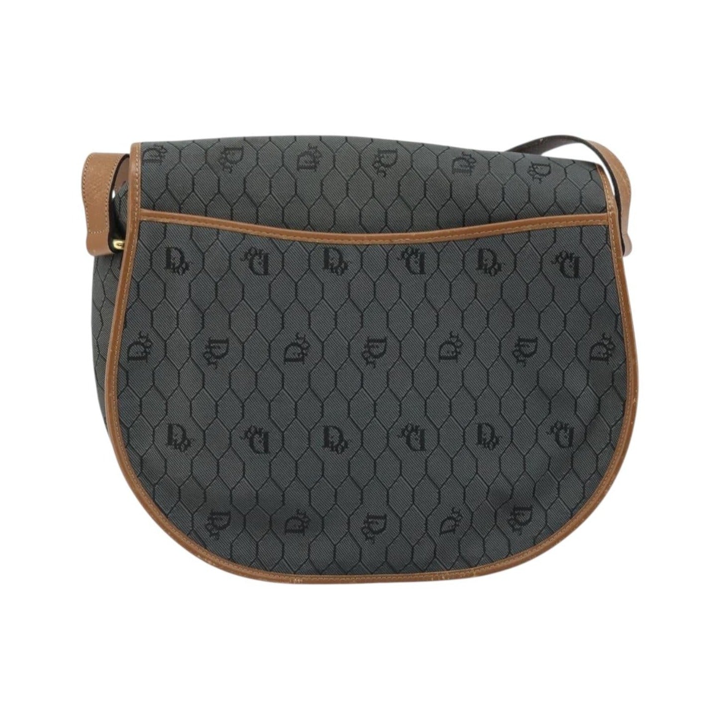 Christian Dior Vintage Honeycomb Flap Canvas and Leather, Black, Canvas, Shoulder Bag