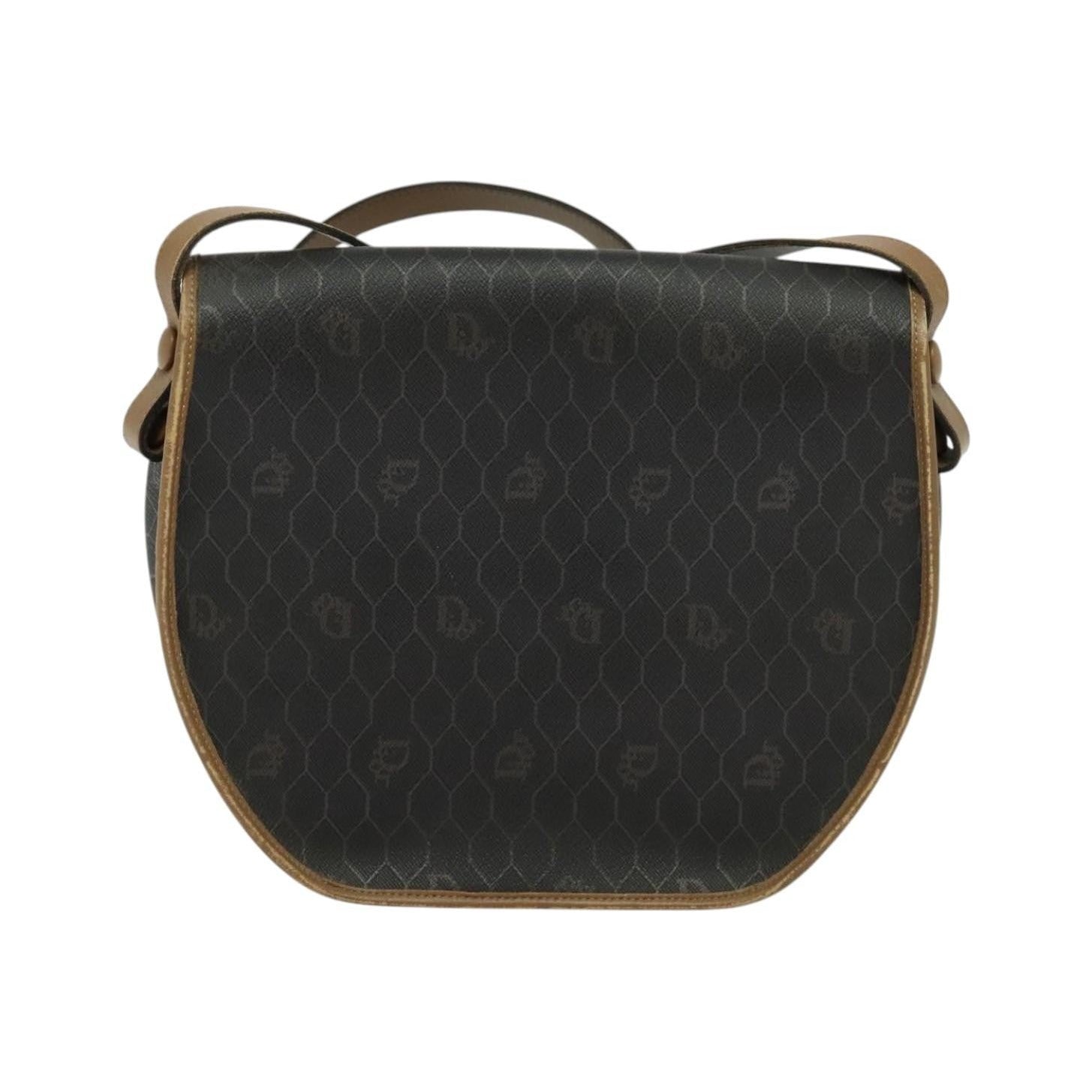 Christian Dior Vintage Honeycomb Flap Canvas and Leather, Black, Canvas, Shoulder Bag